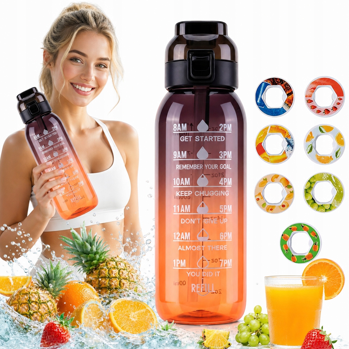 Kubek zapachowy 1000 ml Butelka na wodę zapachową 7 smaków