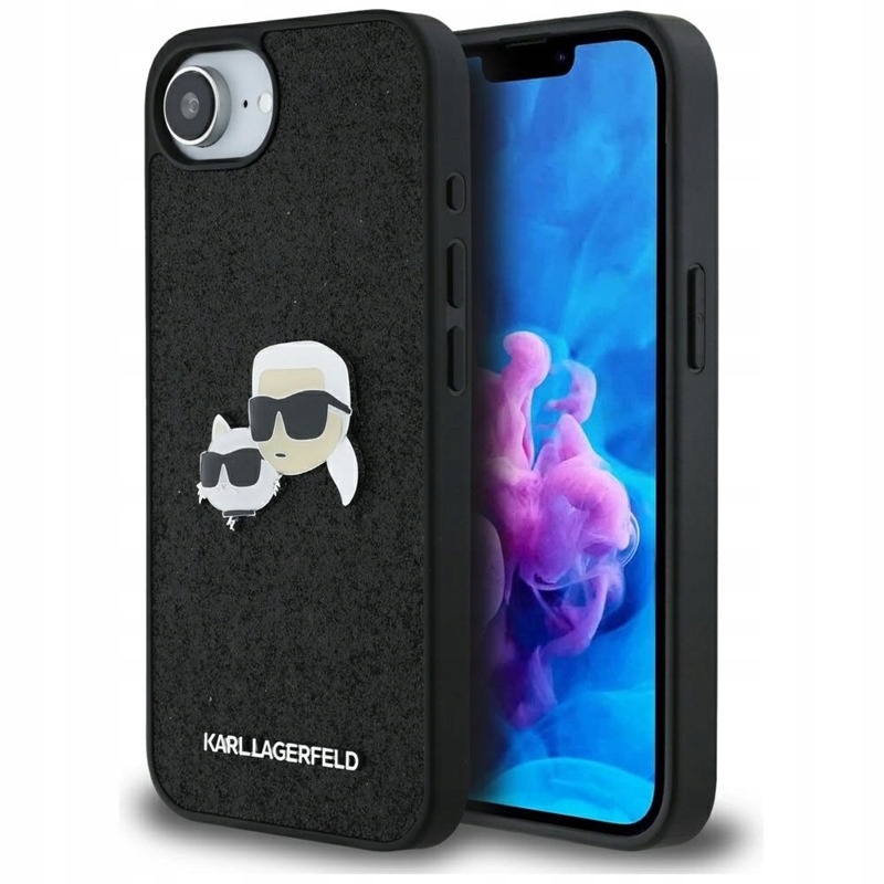 Karl Lagerfeld Pouzdro iPhone 16e Fixed Glitter Karl Choupette černé