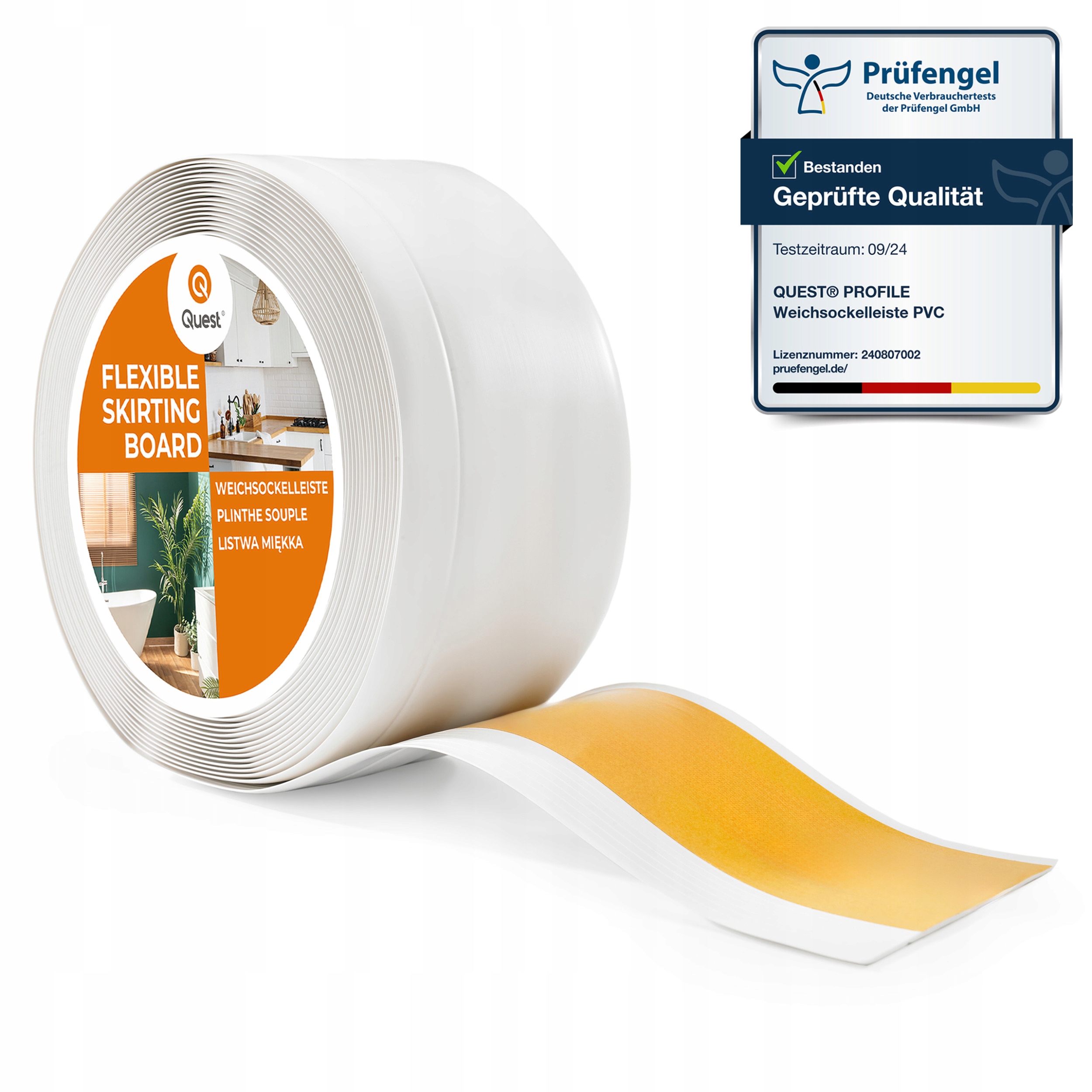 Podlahová lišta soklová, samolepicí Pvc 100/25 bílá, 15 m