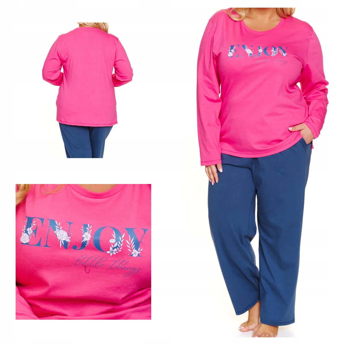 Doctor Nap Dámské pohodlné bavlněné pyžamo Pb 7328 peony plus 2XL