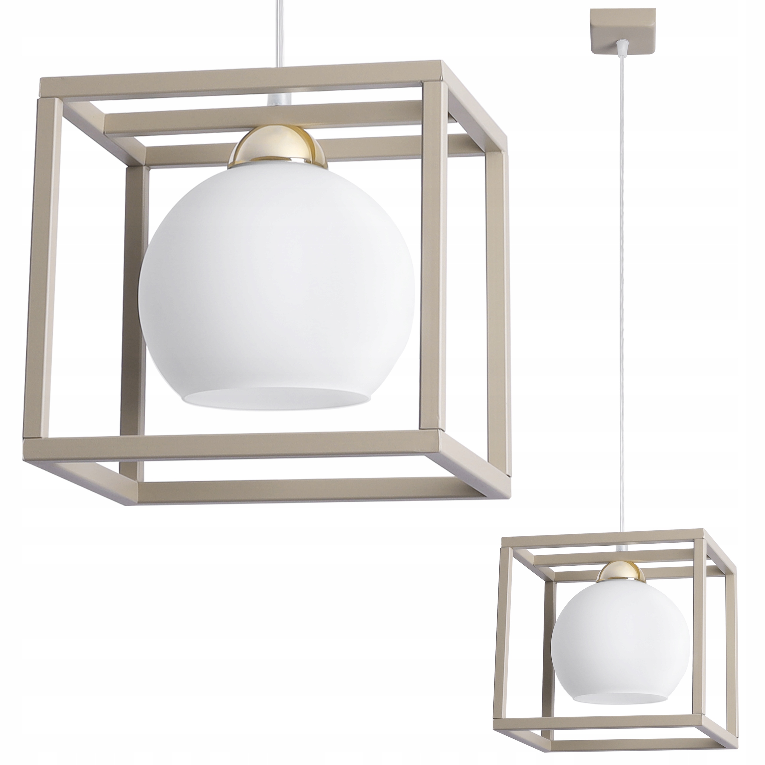 Závěsná Stropní Lampa Kašmírový Lustr Béžová Zlatá, Bílé Koule Nad Stolem