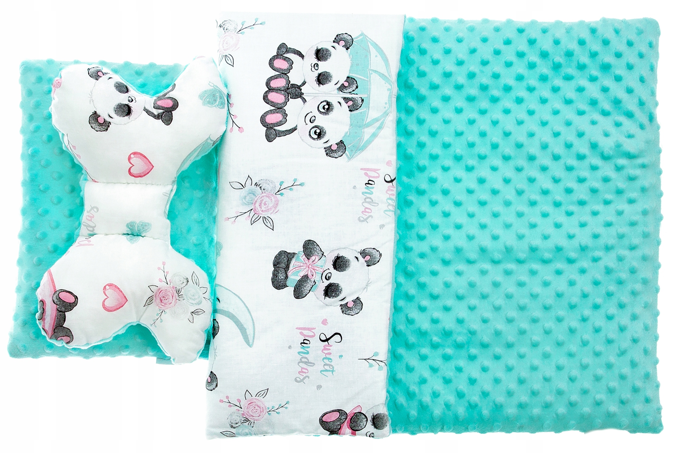 KOMPLET 3CZ. DO WÓZKA KOCYK PODUSZKA MOTYLEK MINKY