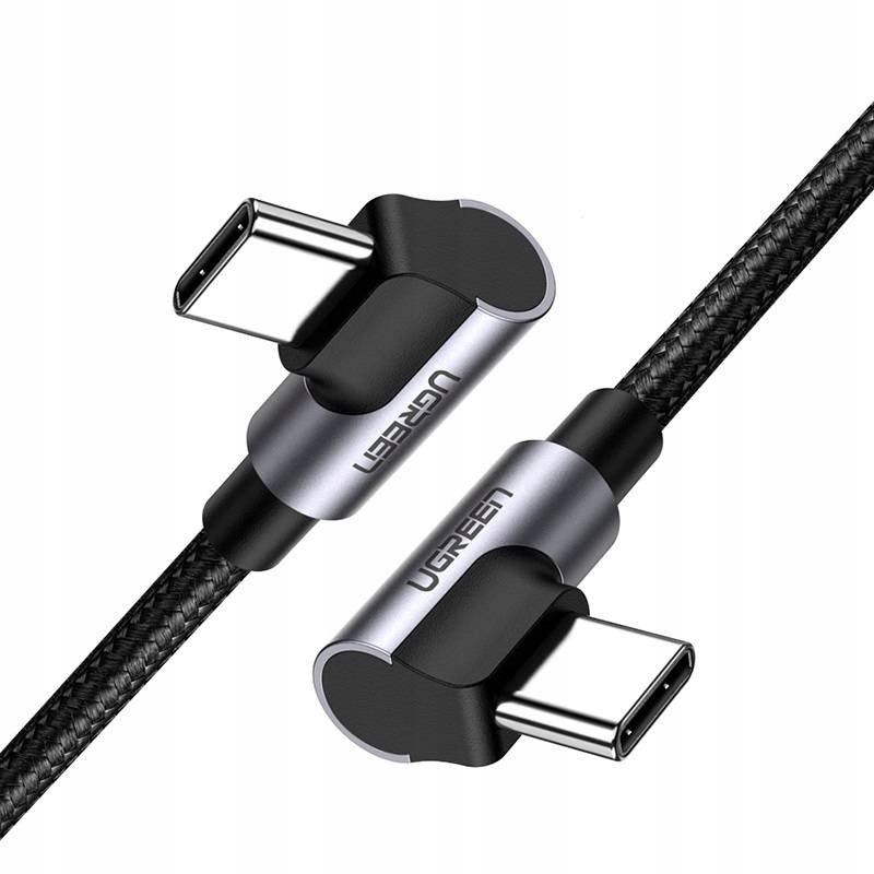 Kabel Usb-c do Usb-c kątowy Ugreen US323, Pd, 3A 60W, 1m (czarny)