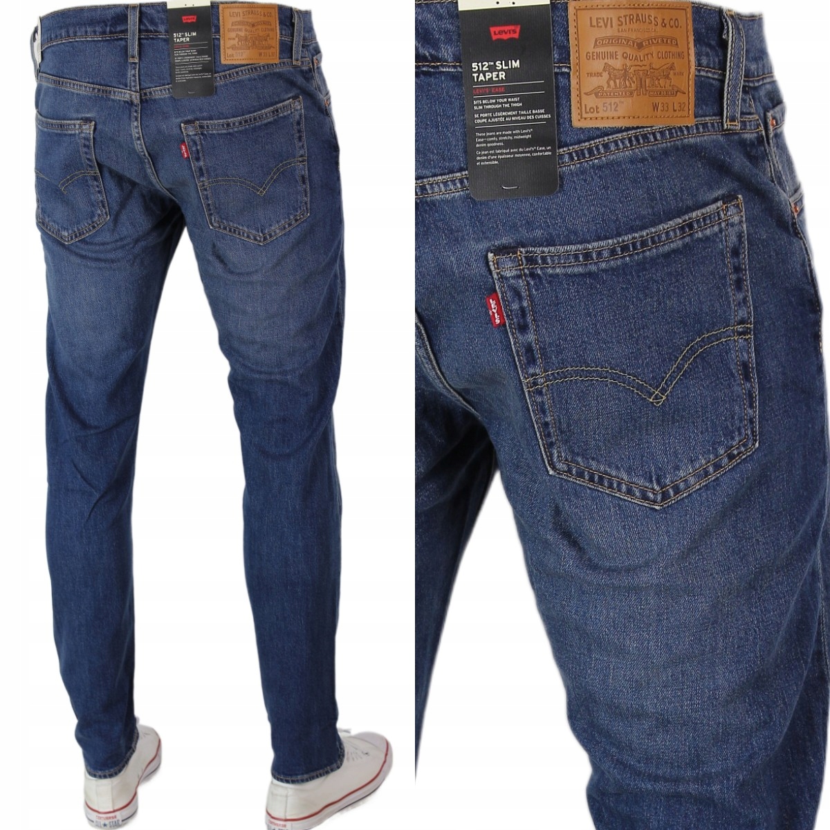Levi's 512 Taper Slim Jeansy Tapered Zwężane "keep In" W34 L32