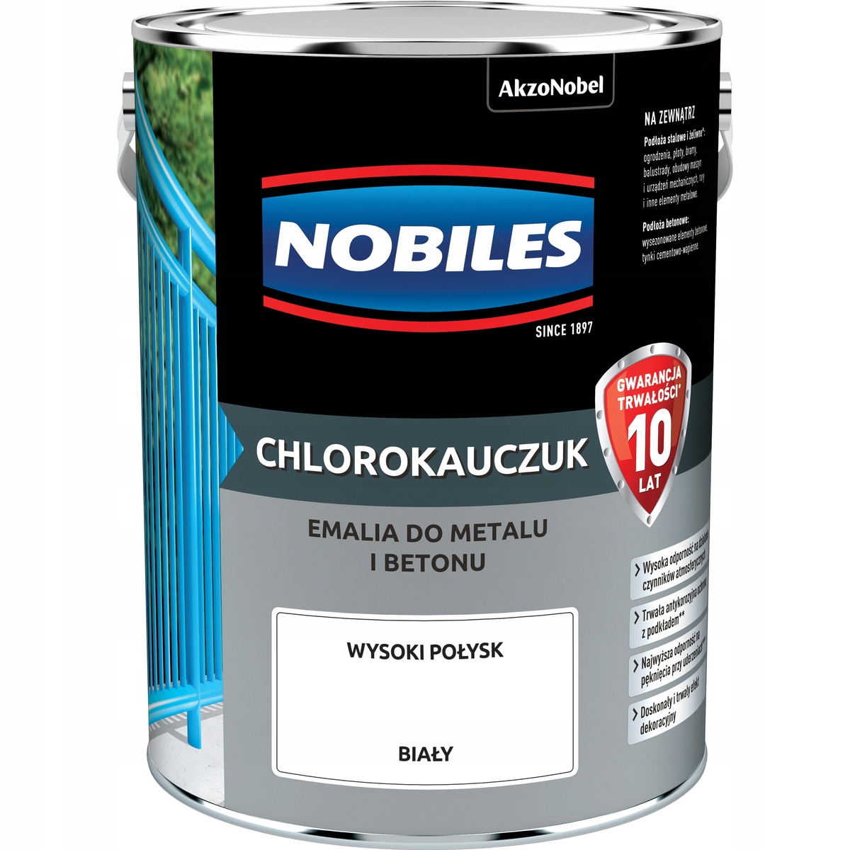 Nobiles Farba do betonu metalu Chlorokauczukowa Chlorokauczuk 5L Biały