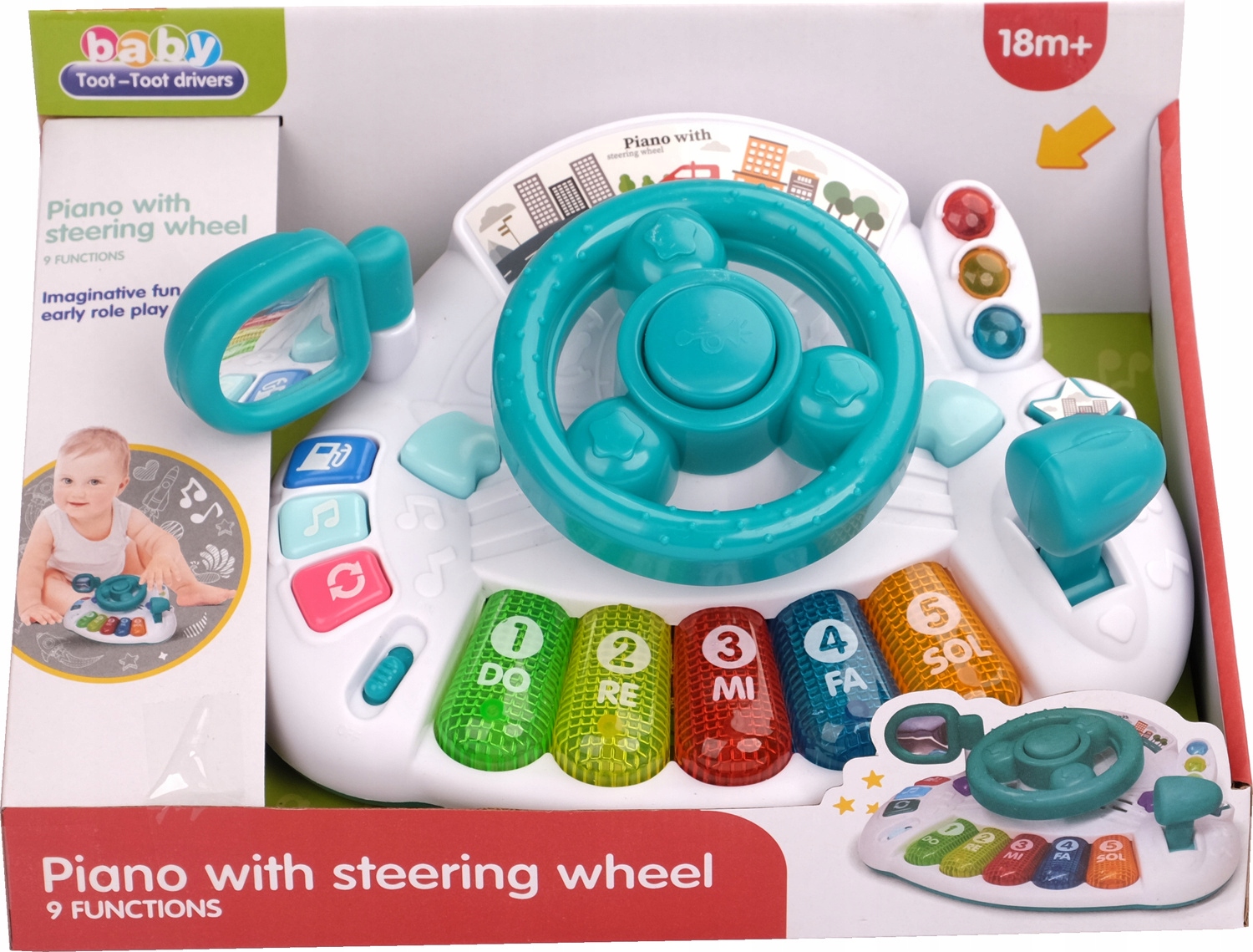 INTERAKTYWNA KIEROWNICA PIANINKO ŚWIATŁO DZWIĘK Materiał plastik