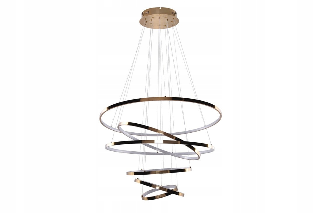 Lampa wisząca z podwieszanymi ringami, złota, do salonu 150W Led Azzardo