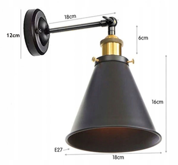 Kinkiet ścienny Sufitowy LAMPA CZARNA Retro STUDIO Marka MAXXLLC