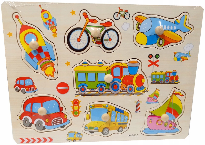 

Drewniane Puzzle Z Uchwytami Układanka Edukacyjna