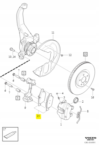 Klocki hamulcowe przód Volvo SPA 32276321 Strona zabudowy przód