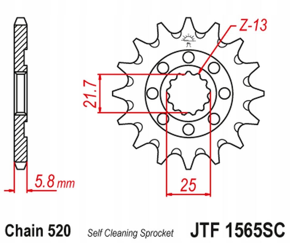 Jt Zębatka Przednia 2141 14 Kawasaki Kxf 450 '06-20' Klx 450 '08-20' Samocz