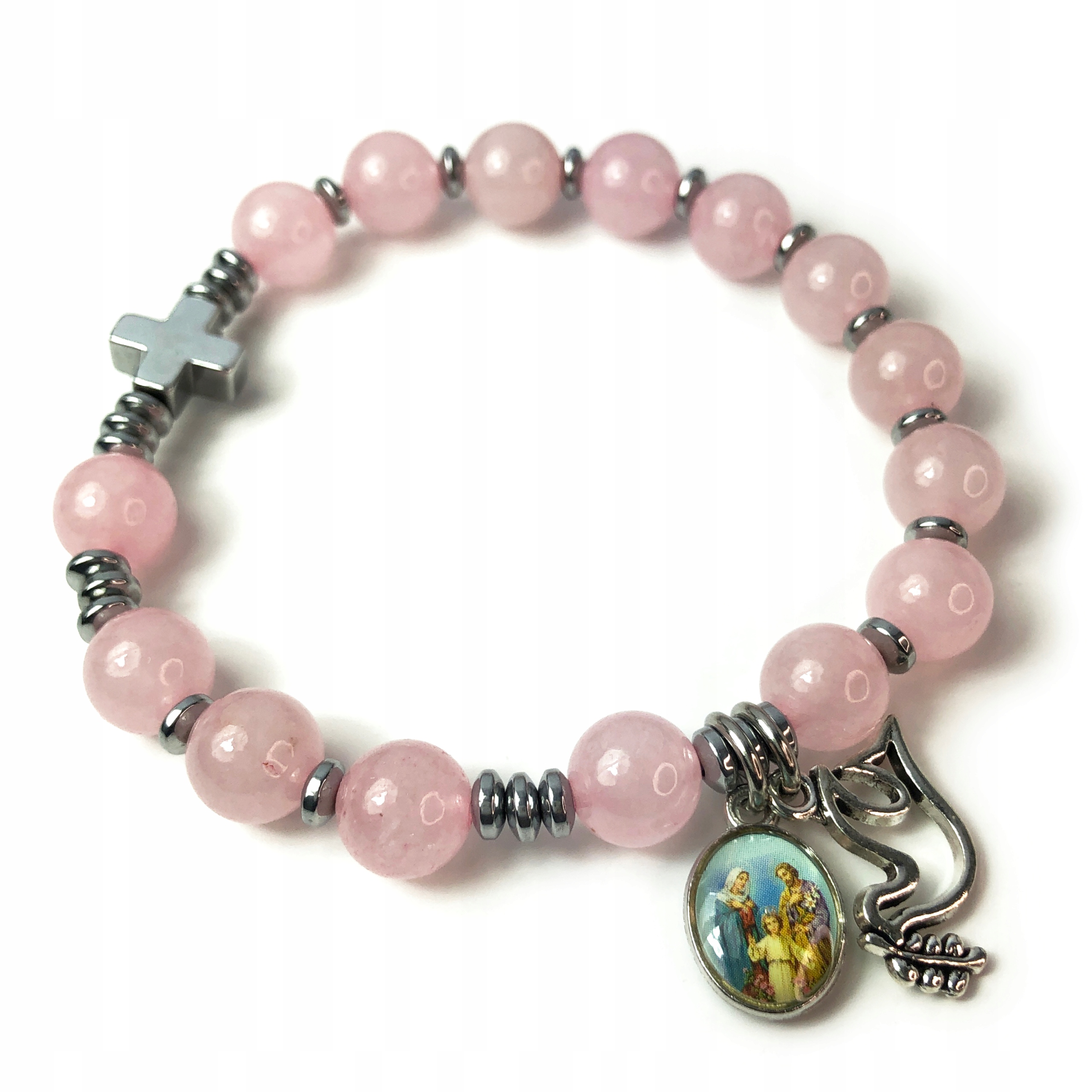 Dámský růženec na ruku desítka z kamenů Kwarc