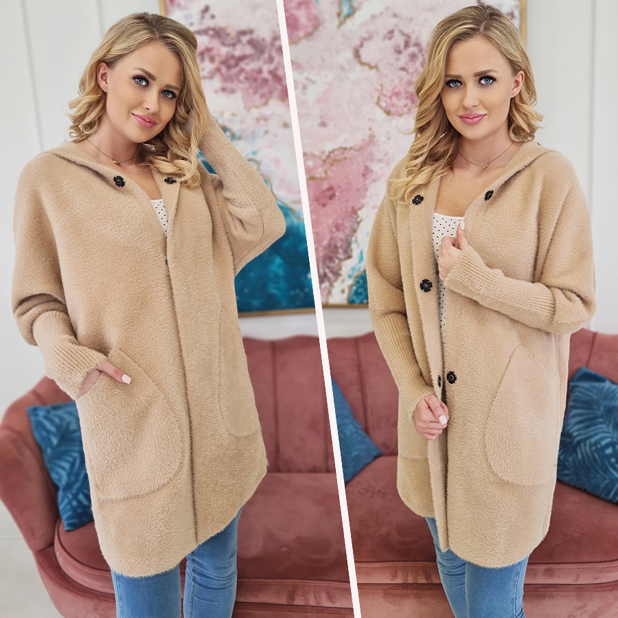 PŁASZCZ ALPAKA KAPTUR KURTKA WEŁNA KOLORY OVERSIZE Marka Katmandi