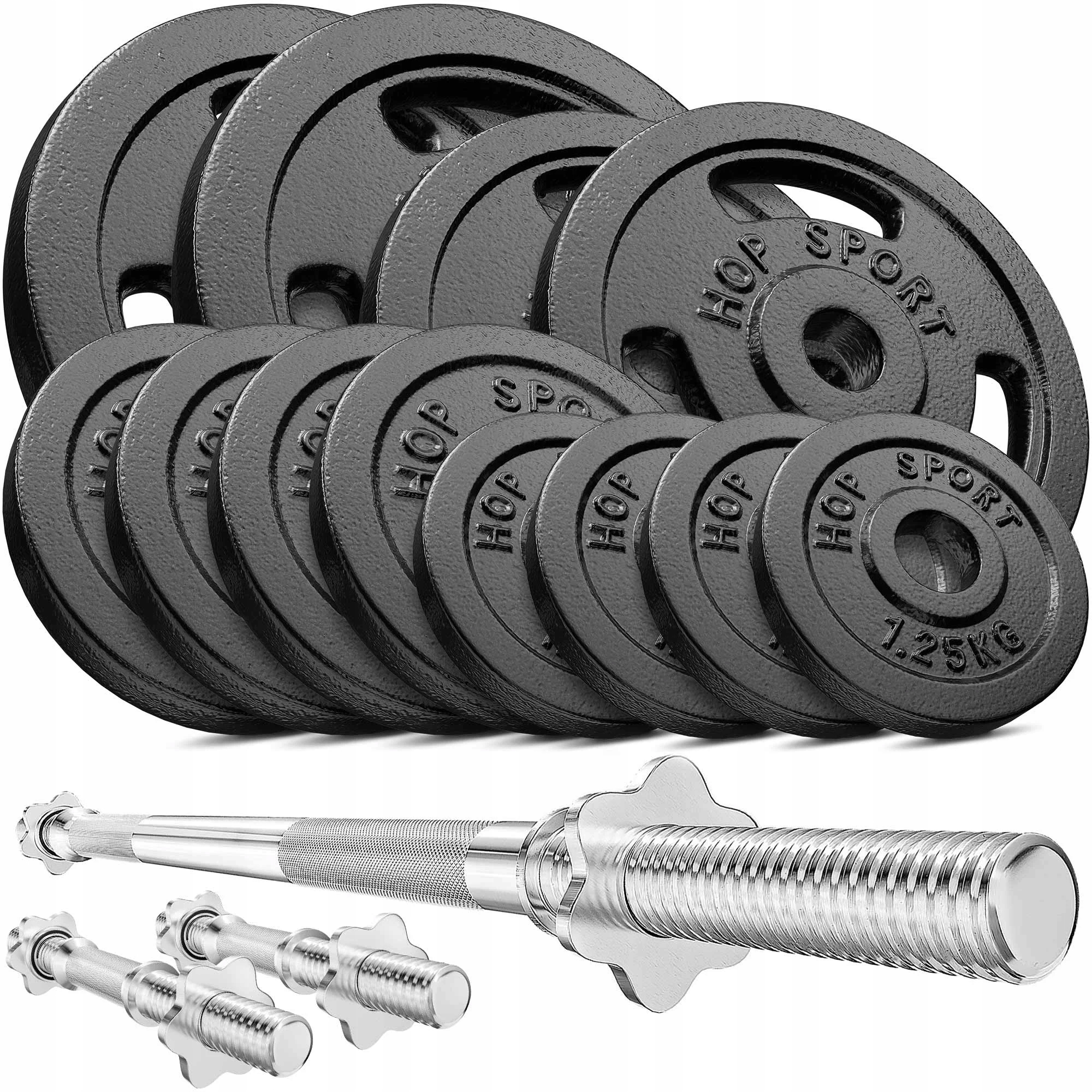 Litinový činkový set 59 kg Hop-Sport nakládací činky