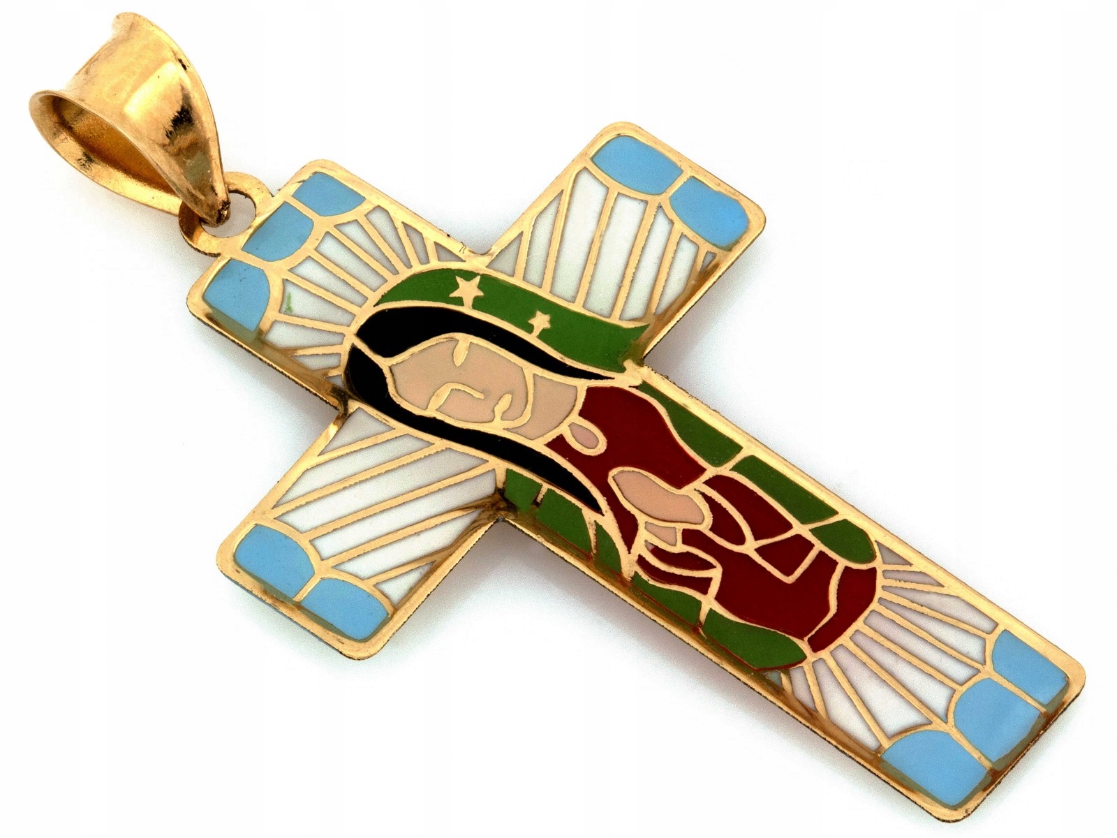 Zlatý křížek s přívěskem 585 14k s obrázkem Panny Marie 0.59g dárek