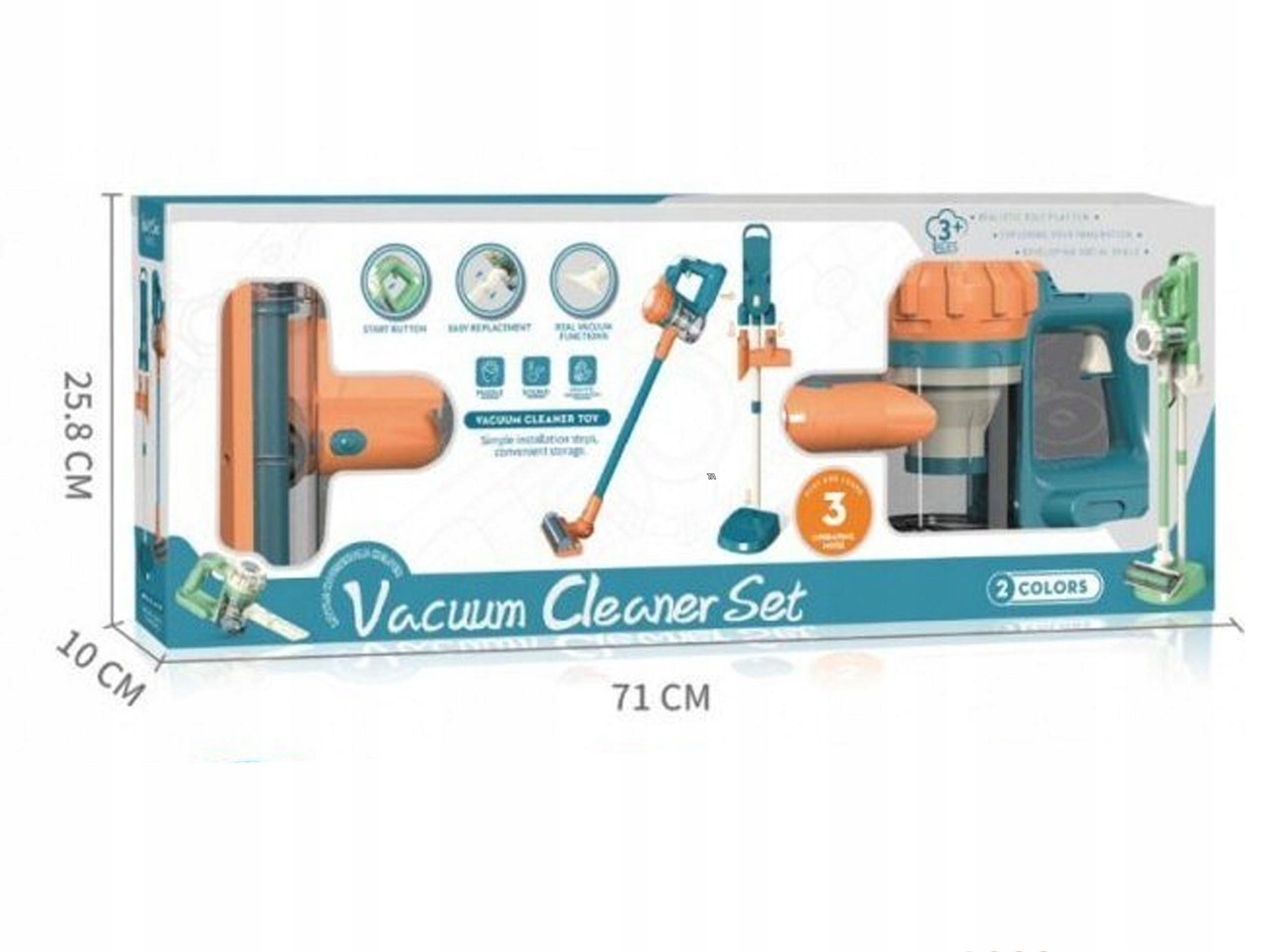 INTERAKTYWNY ODKURZACZ PIONOWY DLA DZIECI + WYMIENNE KOŃCÓWKI STOJAK Seria odkurzacz