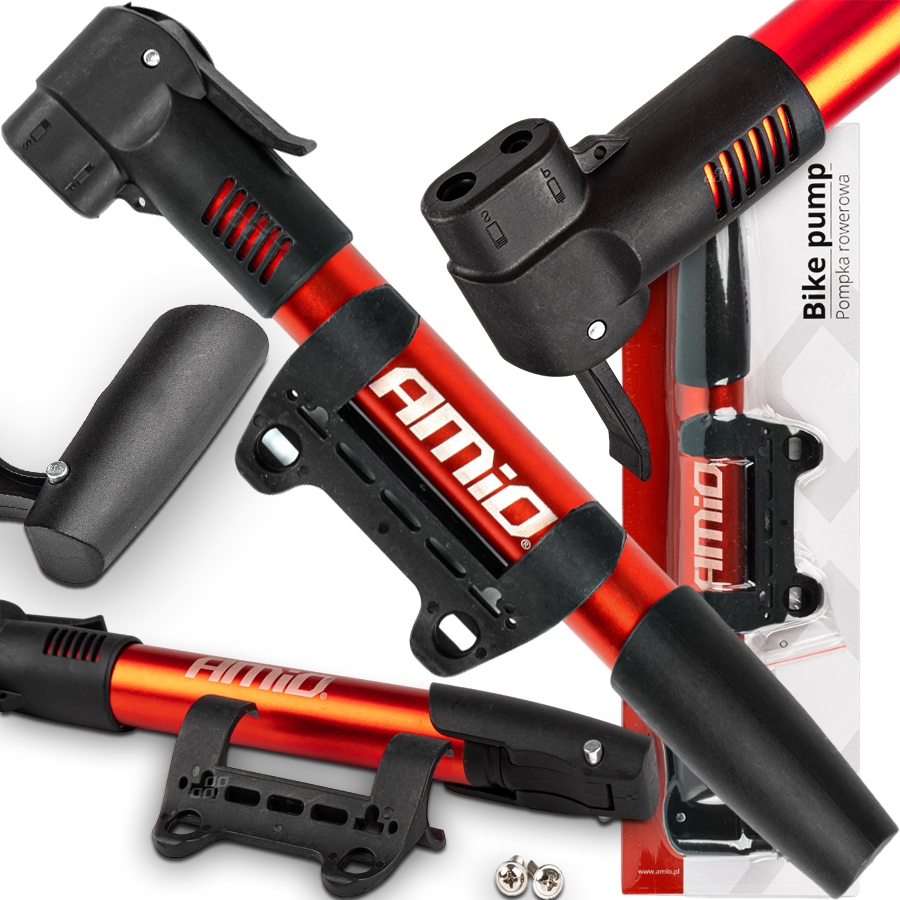 RĘCZNA POMPKA ROWEROWA SAMOCHODOWA Z UCHWYTEM NA RAMĘ ROWERU ALU Materiał dominujący aluminium