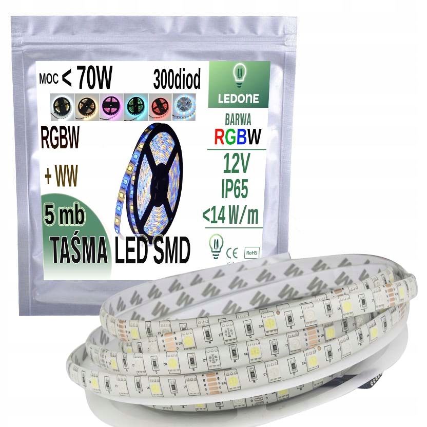 

Taśma Led 5050 300 Led IP65 5m Rgbw Ciepła Zimna