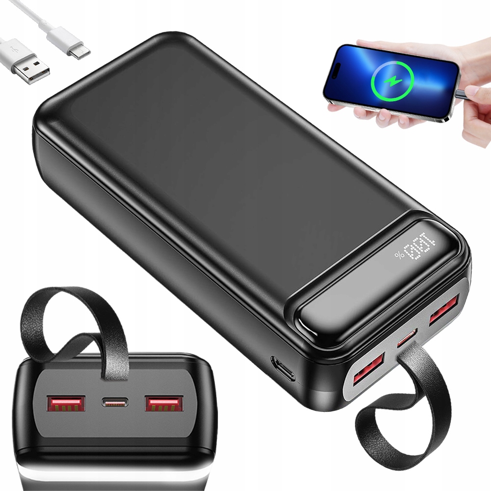 50000 Mah Powerbanka S Velkou Kapacitou, Rychlé Nabíjení, 3 Výstupy, Černá