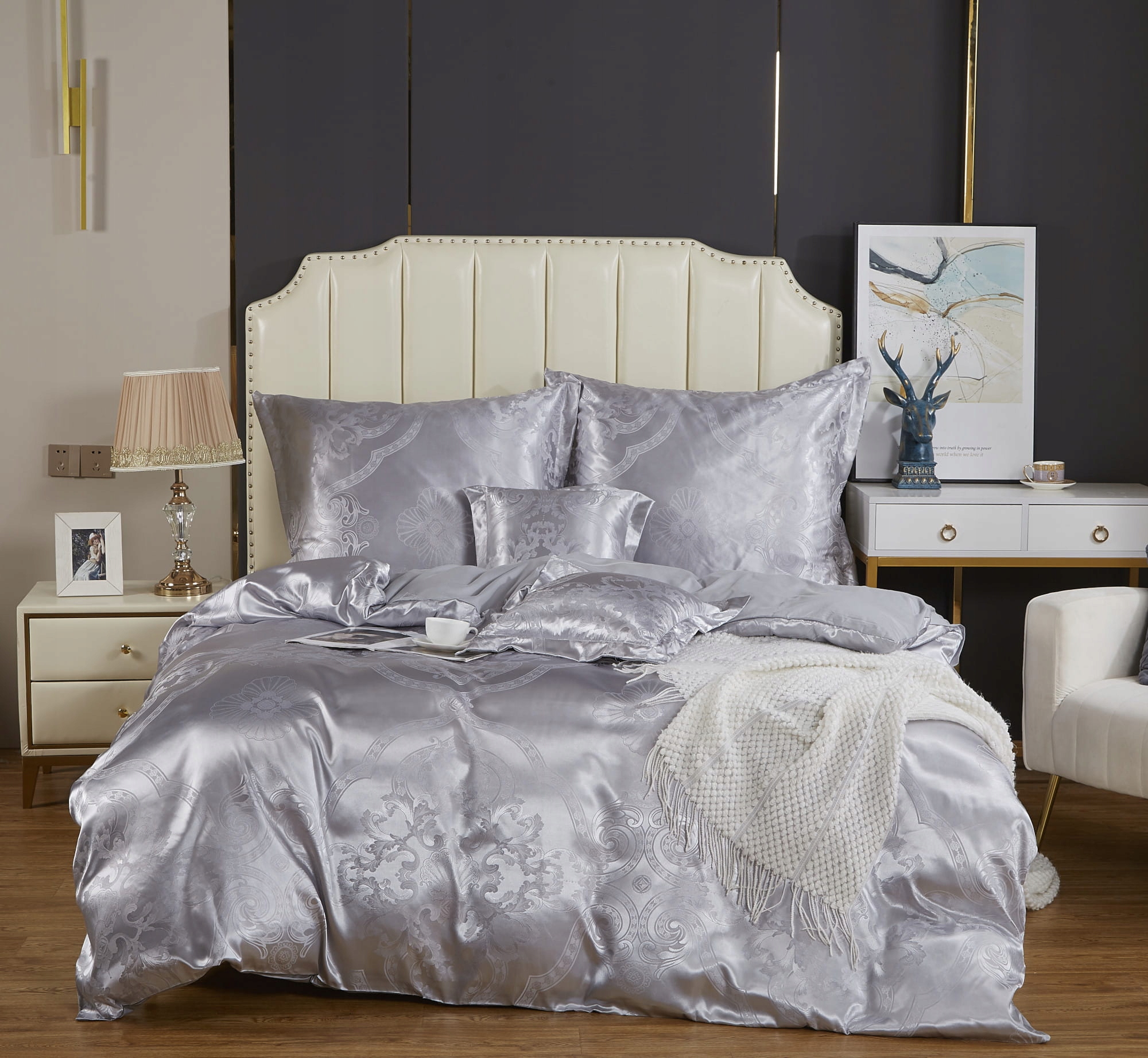 Posteľná Bielizeň atlasová, vyšívaná, 160 x 200, exkluzívna, ornamentálny vzor AT009