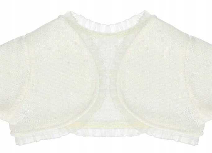

Bolerko ecri ecru z koronką sweterek 98cm Chrzest
