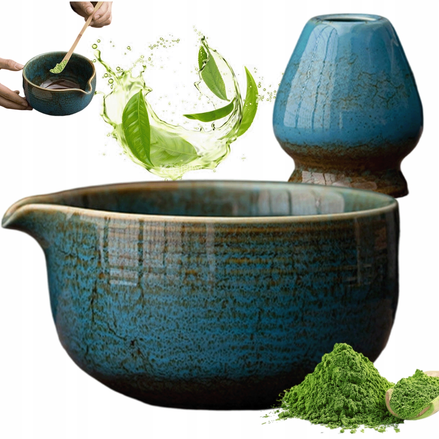 Keramická Sada Na Matcha S Nekapající Hubičkou A Podstavcem Na Metlu