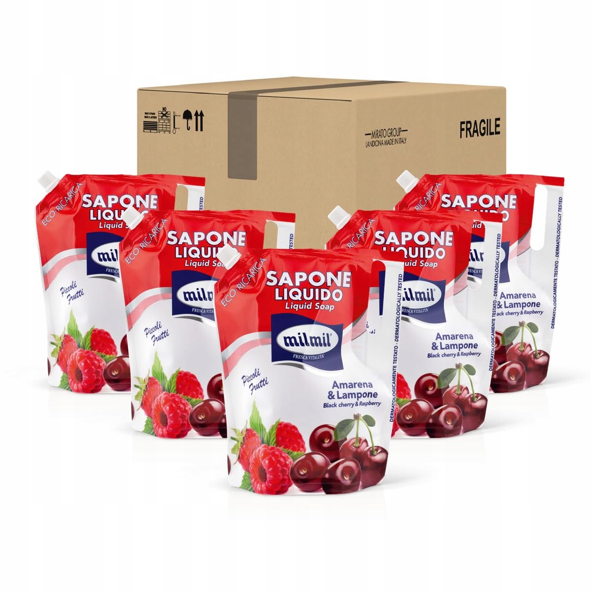 Tekuté mýdlo Amarena Malina 5x900 ml na ruce a obličej těla