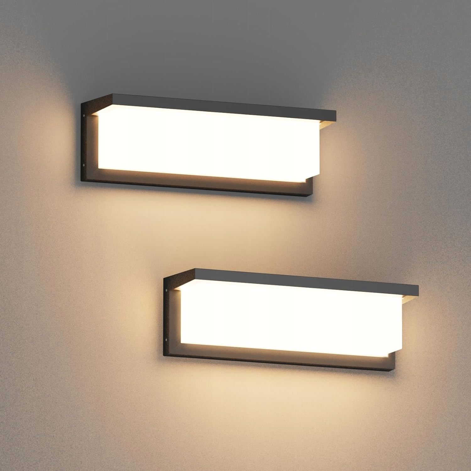 Led nástenná lampa 36W IP65 3000K čierna vonkajšia a vnútorná 2 kusy