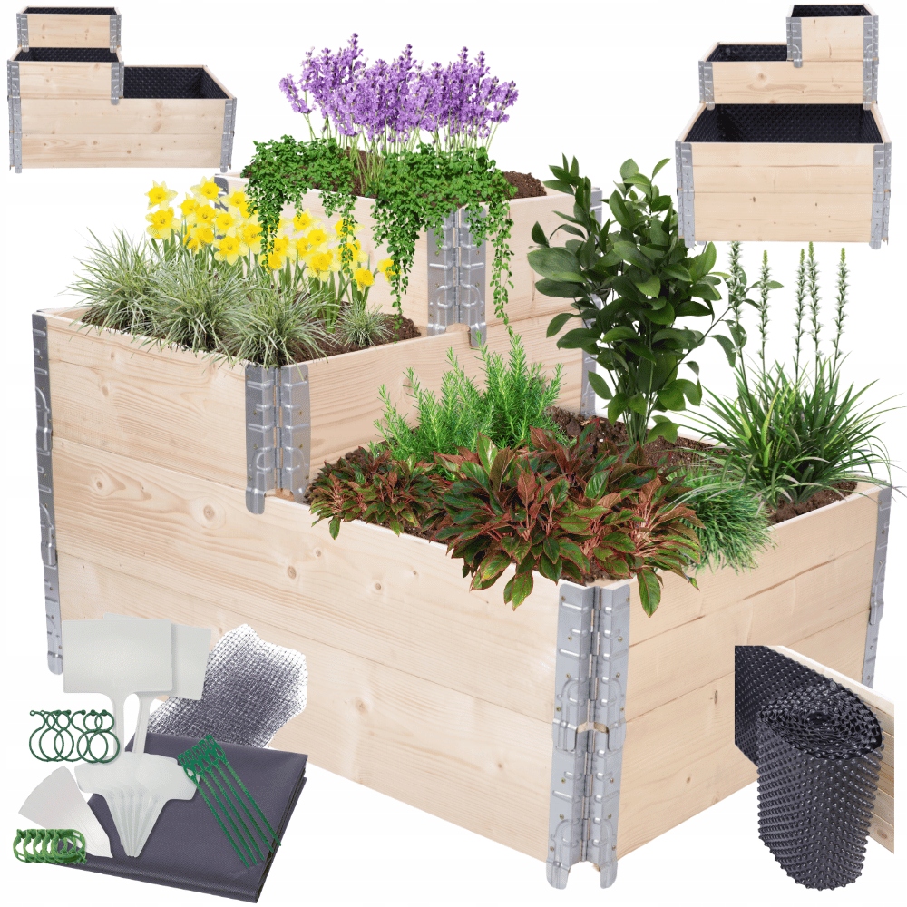 Vyvýšený patrový záhon s nastavitelnou impregnací Fólie Kelímky 60x120x80