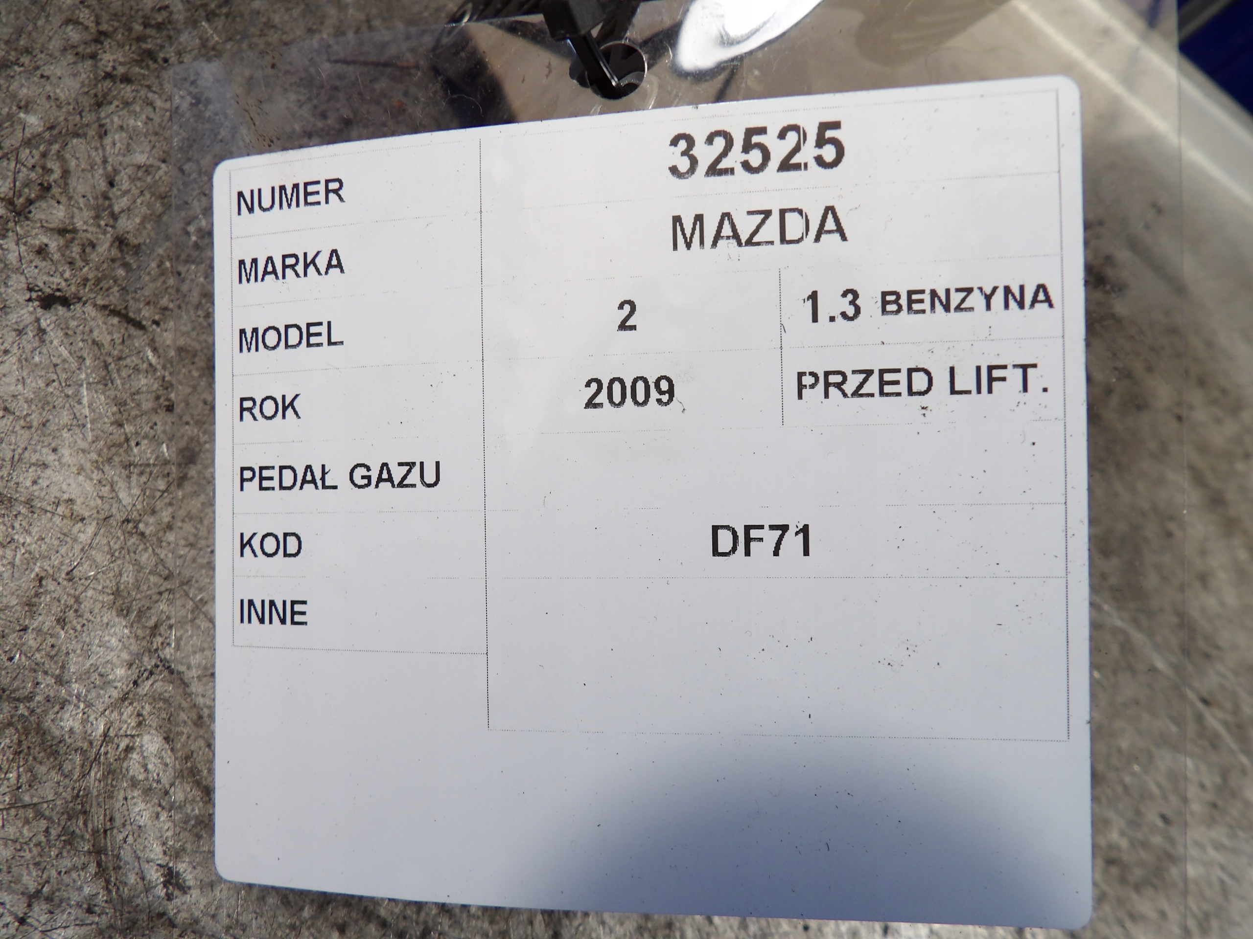 Mazda 2 accelerator pedal K4238-7410 DF71