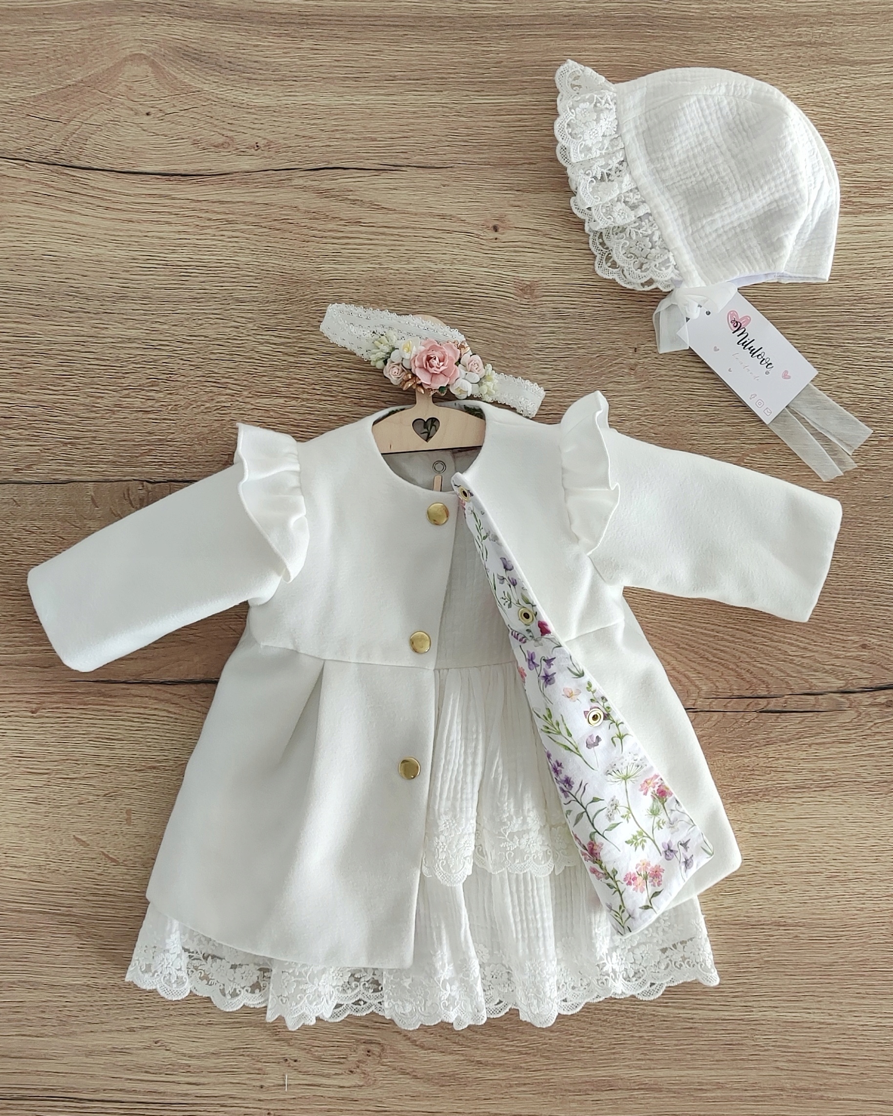 Płaszczyk na chrzest dla dziewczynki Adele 68 ecru Marka Inna marka