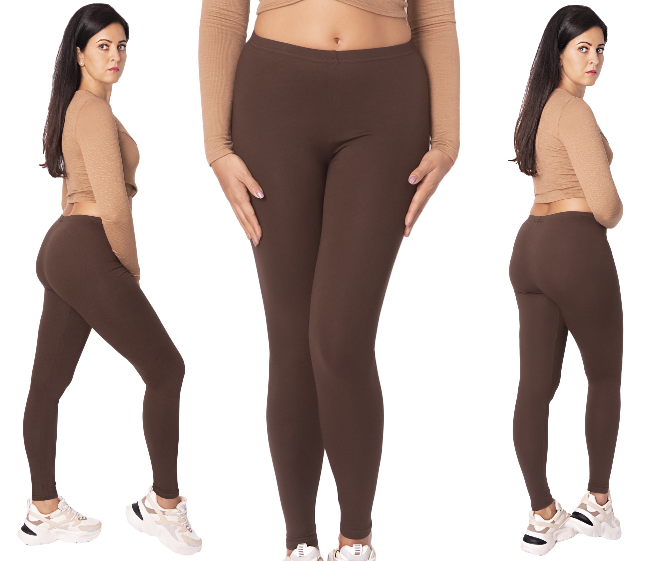 

Legginsy Bawełniane Getry długie Brąz rozm: 3XL