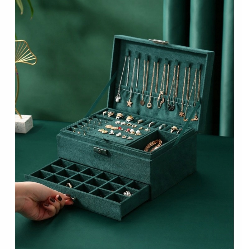 STYLOWA SZKATUŁKA NA BIŻUTERIĘ I ZEGARKI Z SZUFLADKAMI I PRZEGRODAMI Kod producenta STYLOWA SZKATUŁKA NA BIŻUTERIĘ I ZEGARKI