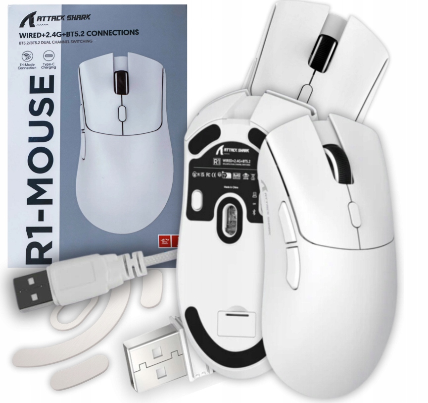 17/87B Attack Shark R1 Myš Pro Hráče Herní 2.4 GHz bezdrátová