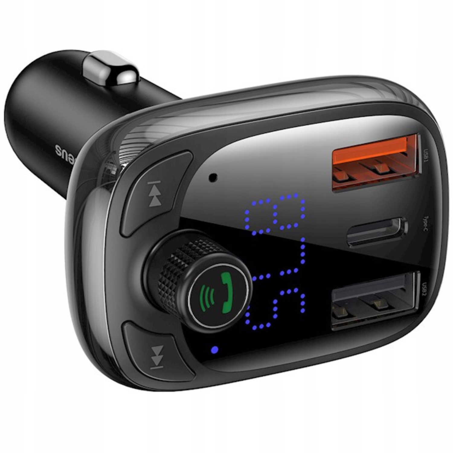 Baseus S-13 Fm audio vysílač Bluetooth 5.0 nabíječka 3xUSB MP3 černá