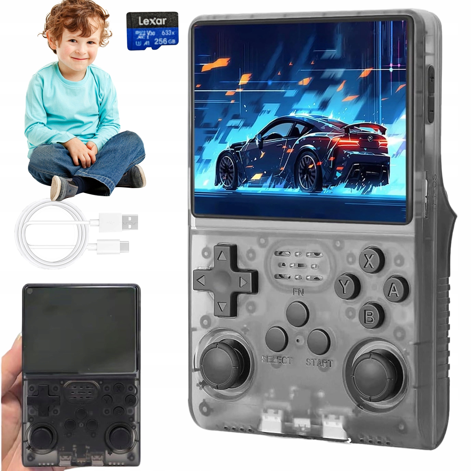 Konsola Przenośna R40s pro Do Gier Retro 30000 3.5 Cala 256GB Czarny