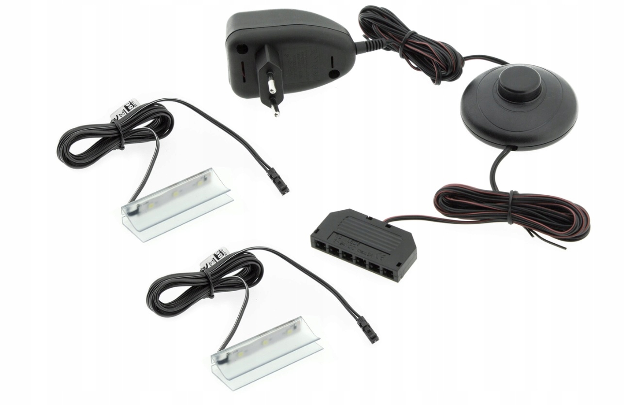 OŚWIETLENIE LED KLIPS NA 2 SZKLANE PÓŁKI NIEBIESKI