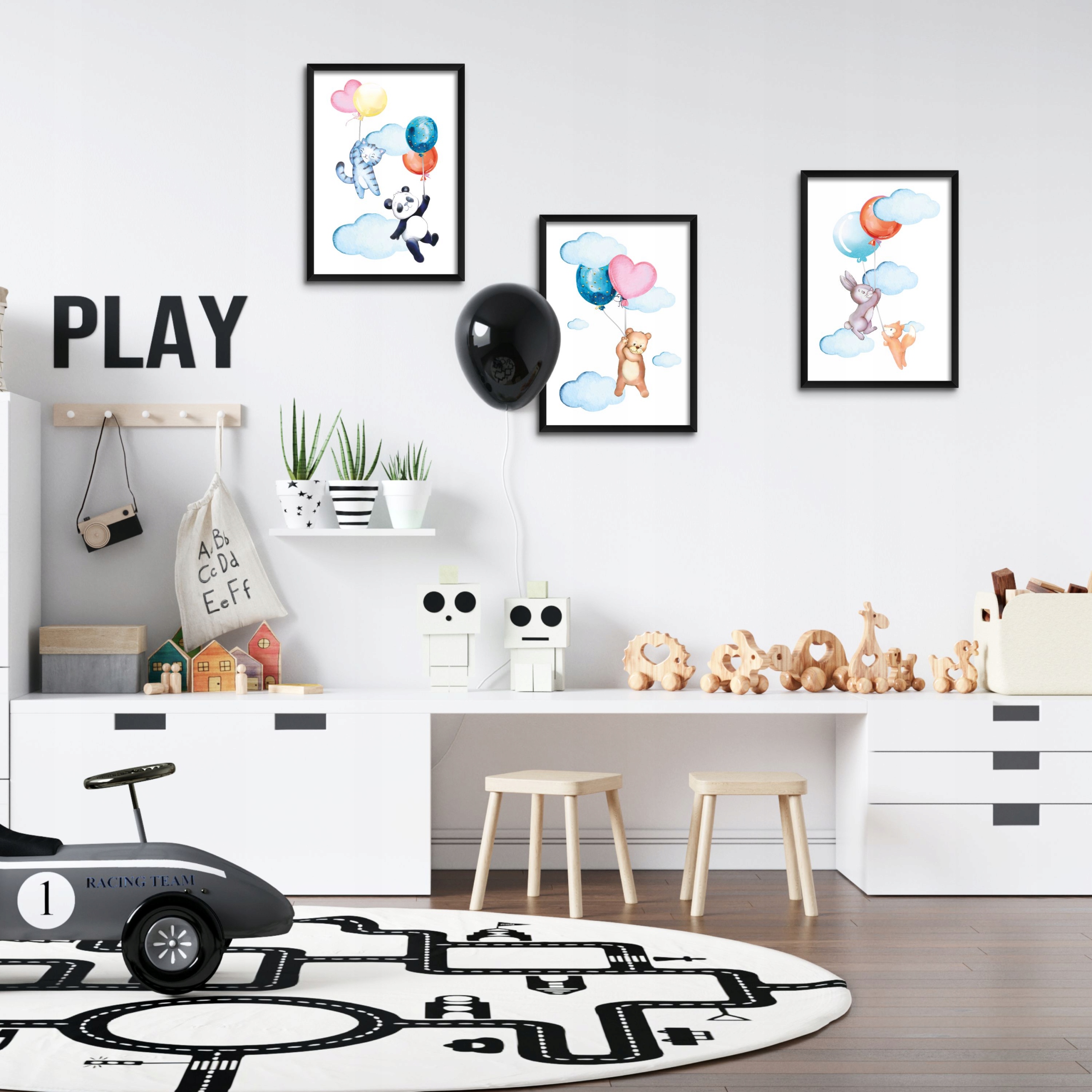 ZESTAW OBRAZKI PLAKATY A4 3SZT. ZWIERZAKI BALONY Płeć chłopcy