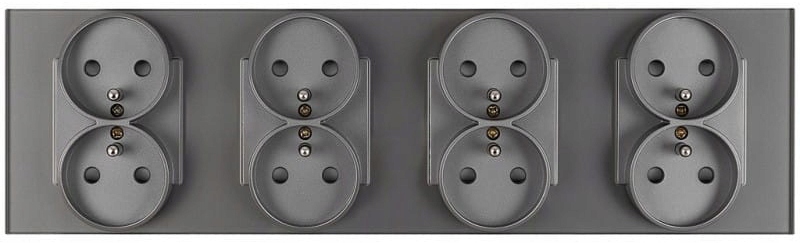 Kontakt Zásuvka Flex Elektrická Kolík Skleněná Čtyřnásobná 4x2 Stříbrná Šedá