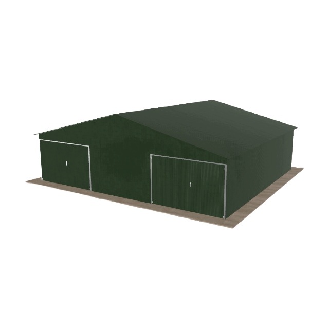 Plechová garáž 9x8 m dvoupolohová, dvoupolohová, zelená
