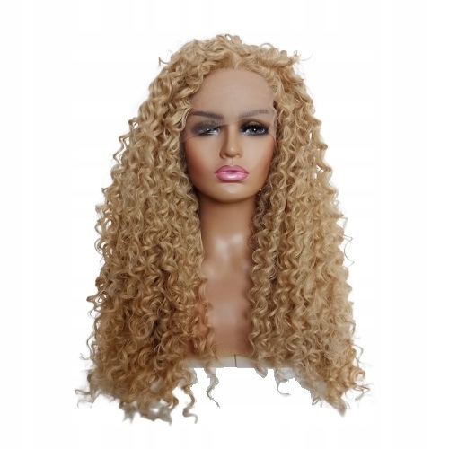 Paruka Lace Front blond kudrlinky vlny afro čepička Bonus