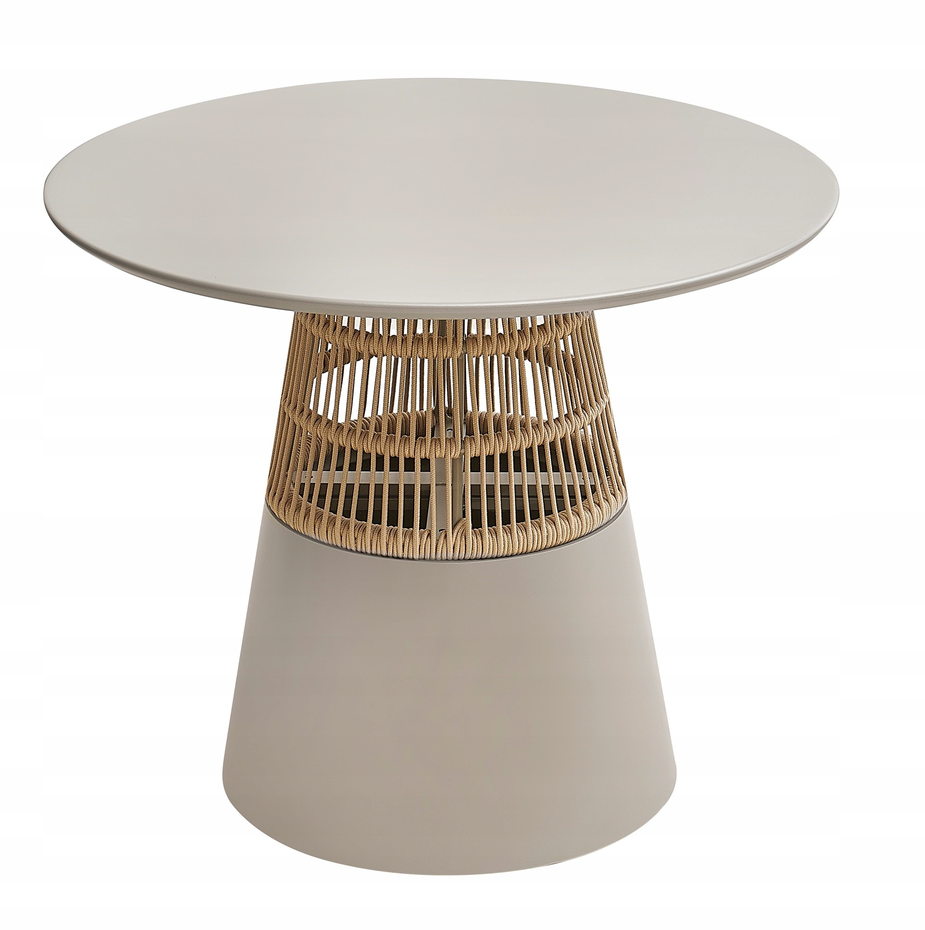 Stolik Okrągły 90cm x 90cm x 76 cm Szary Stół Zewnętrzny Aluminiowy