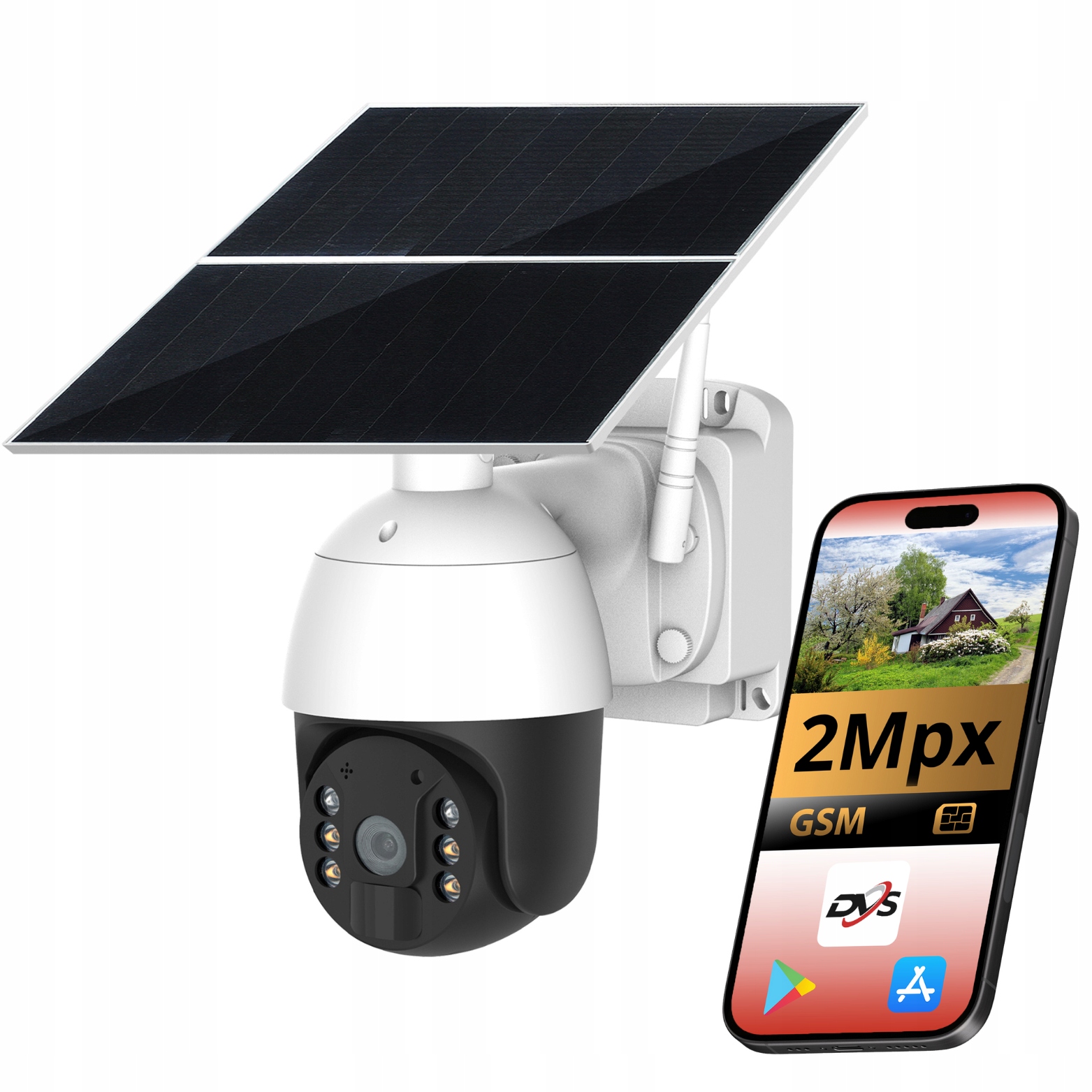 Otočná Solárna Kamera Gsm Na Kartu Sim Ip 2MP Full Hd, Odolná Batéria