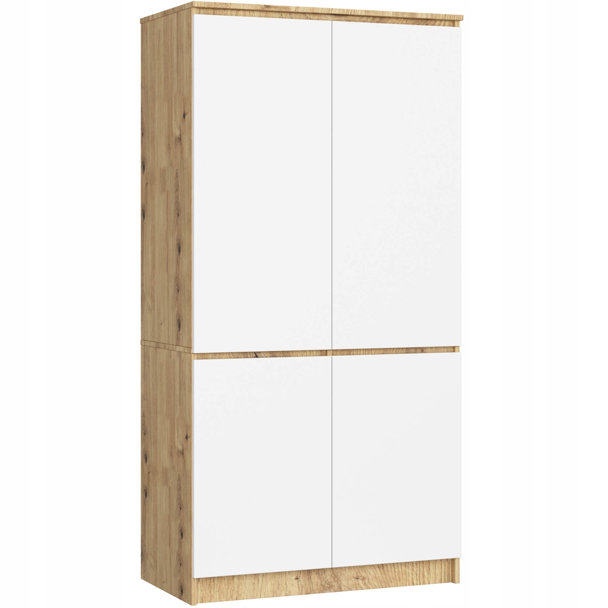 Garderoba szafa do przedpokoju 4 drzwi 4 półki duża 90 cm dąb artisan biała