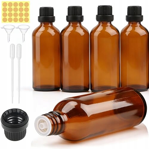 5 Kusů Hnědých Skleněných Lahví 100 ml pro domácnost dárek v balení
