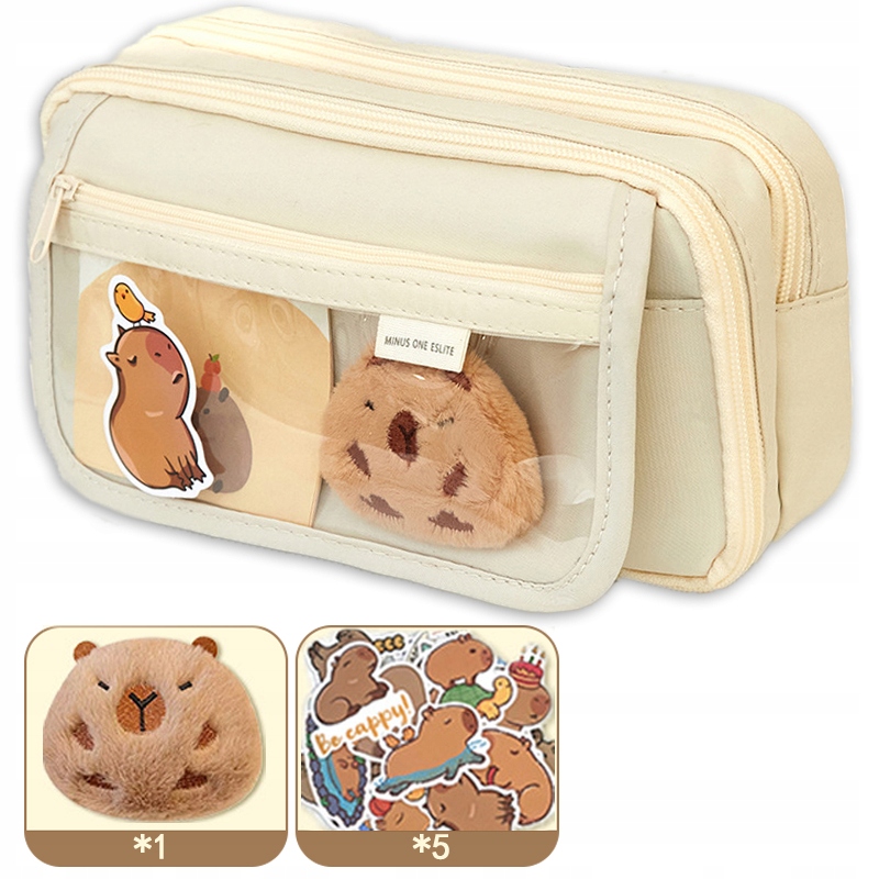 PIÓRNIK SZKOLNY AKCESORIA KAPIBARA BROSZKA DLA LALEK I NAKLEJKILA LALEK