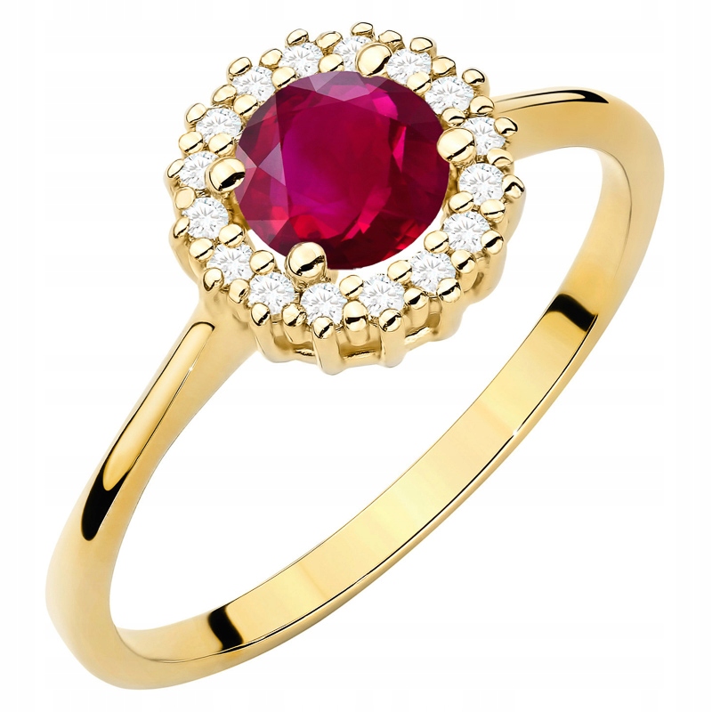 Zlatý Prstýnek pr. 585 14k s brilianty a Rubínem 0,60ct