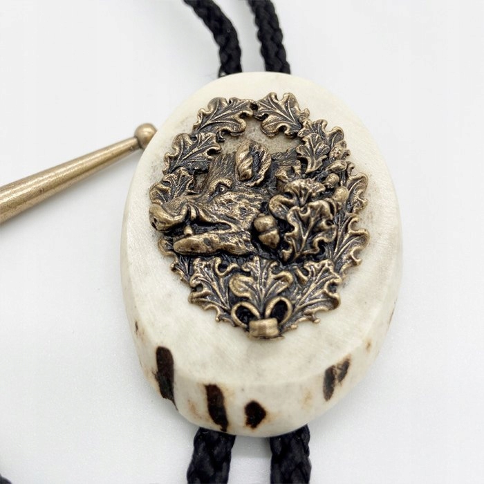 Lovecký kravatník Bolo náplast Divočák z bronzu