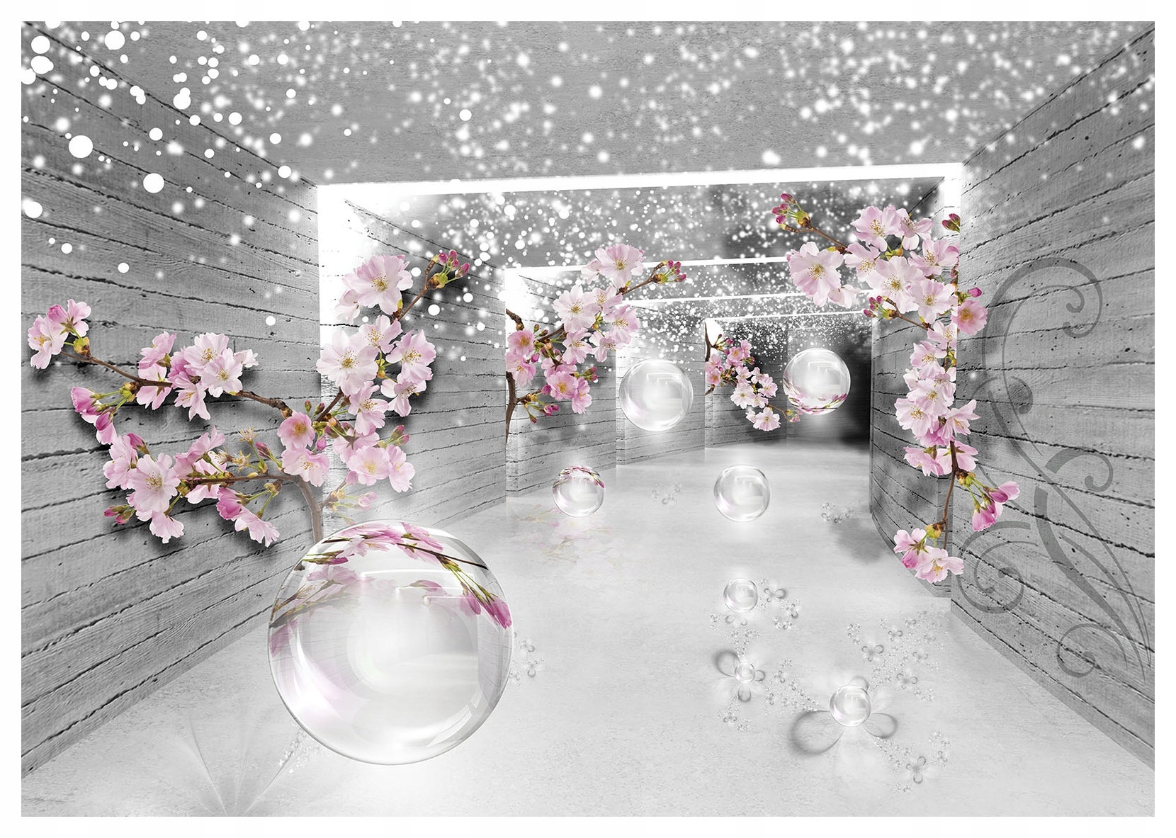 Fototapeta Sakura ve sférách tunel vinyl harmonie modernost 208x146 lepidlo