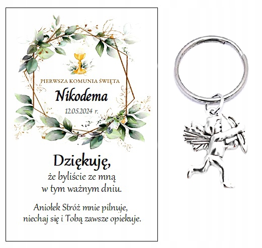 Podziękowanie dla gości breloczek ANIOŁEK NR 59 KOMUNIA PAMIĄTKA PODARUNEK